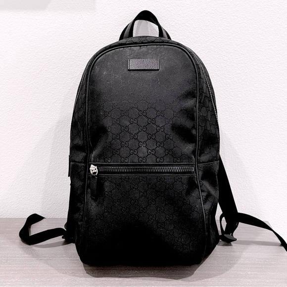 Gucci Other - GUCCI Logo Leather Logo Nylon schoolbag Backpack Black